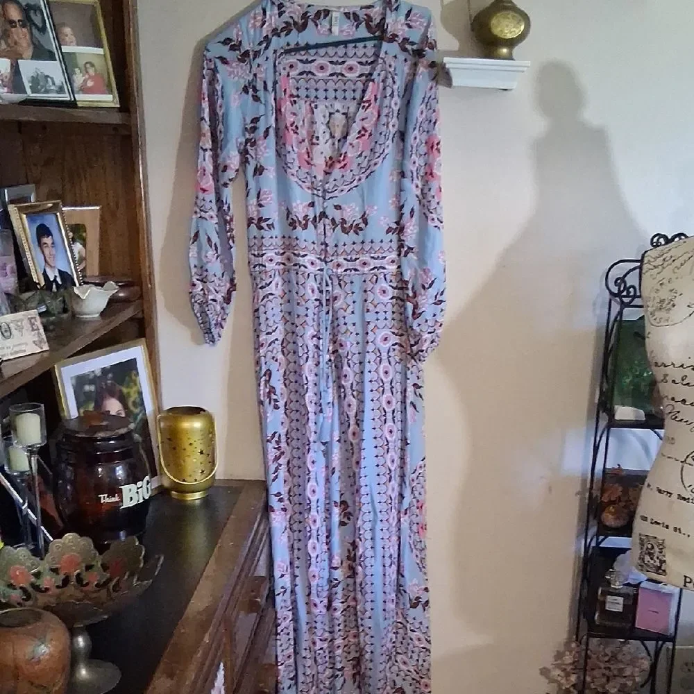 SPELL Pandora Mandala Print Bohemian Long Sleeve Maxi -Gown Small - Picture 2 of 9